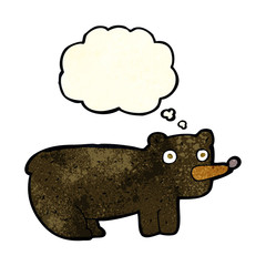 funny cartoon black bear with thought bubble