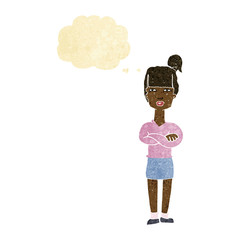 cartoon annoyed woman with thought bubble