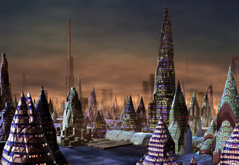 Futuristic Alien City - Computer Artwork