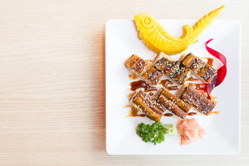 Top of view sushi roll