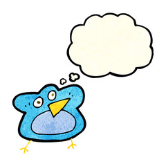 funny cartoon robin with thought bubble