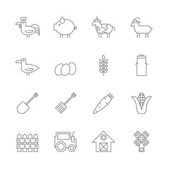 farm icons set
