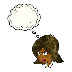 cartoon annoyed woman with thought bubble