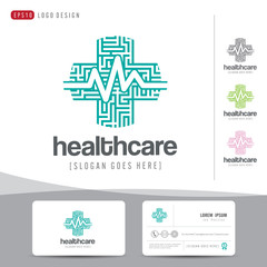 logo design medical healthcare or hospital and business card template clean and modern pattern,vector illustrator
