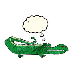 cartoon crocodile with thought bubble