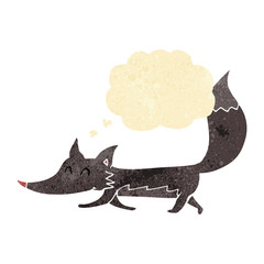 cartoon little wolf with thought bubble