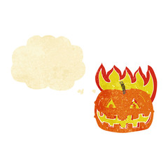 cartoon pumpkin with thought bubble