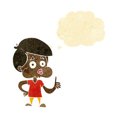 cartoon boy giving thumbs up with thought bubble