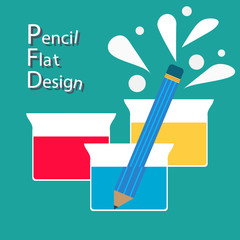 Pencil and Beaker flat design are equipment Chemical