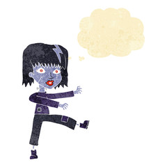 Obraz na płótnie Canvas cartoon undead girl with thought bubble