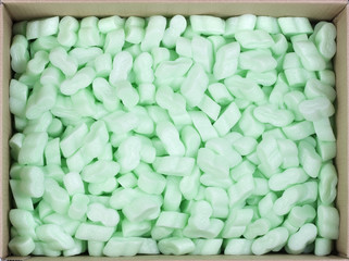  Cardboard box witch plastic protective granules
