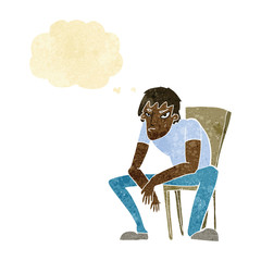 cartoon dejected man with thought bubble