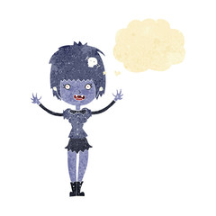 cartoon vampire girl with thought bubble