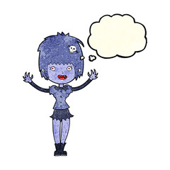 cartoon vampire girl with thought bubble
