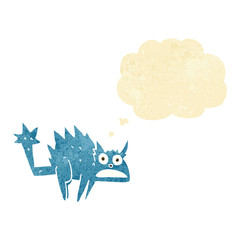 cartoon frightened cat with thought bubble