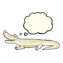 cartoon happy crocodile with thought bubble