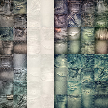 Collage set of jeans background with blank for text