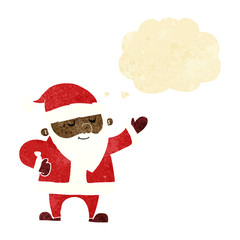 cartoon santa claus with thought bubble