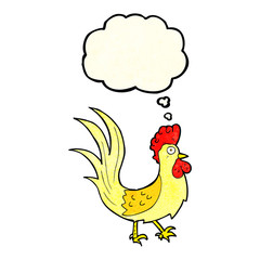 cartoon cockerel with thought bubble