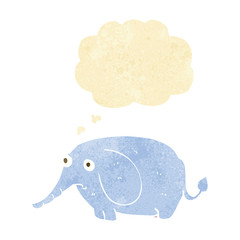 cartoon sad little elephant with thought bubble