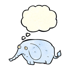 cartoon sad little elephant with thought bubble