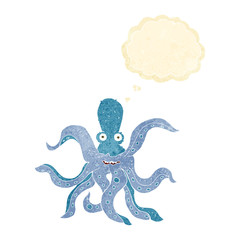 cartoon giant octopus with thought bubble