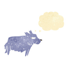 cartoon terrier with thought bubble