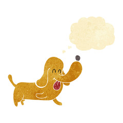 cartoon happy dog with thought bubble