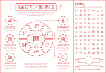 Real Estate Line Design Infographic Template