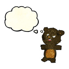 cartoon black bear with thought bubble