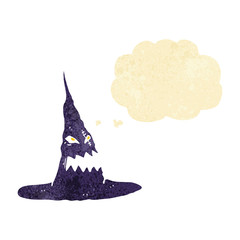 Fototapeta premium cartoon spooky witches hat with thought bubble