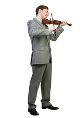 Businessman playing violin
