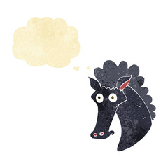 cartoon horse head with thought bubble