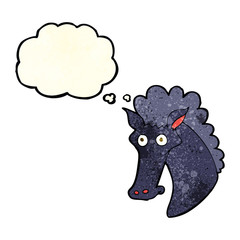 cartoon horse head with thought bubble