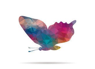 low poly butterfly flying icon
