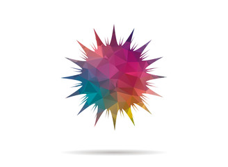 low poly colorful abstract sun icon