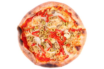 Italian vegetarian pizza on white background