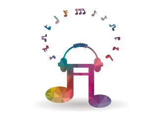 low poly colorful music icon