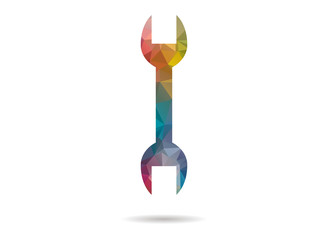 low poly colorful wrench icon