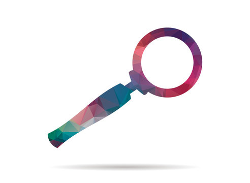 Low Poly Colorful Magnifying Glass Icon