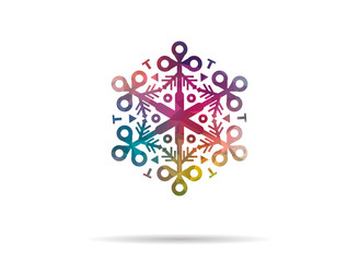low poly icon circular colorful snowflake