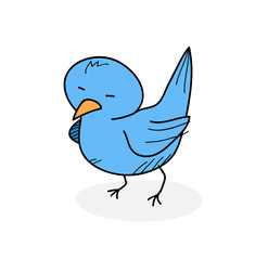 Blue Bird, a hand drawn vector illustration of a blue bird, the blue bird and the shadow under it are on separate groups for easy editing.