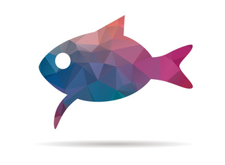 low poly icon colorful fish