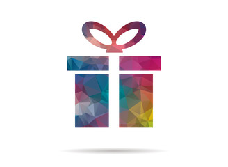 low poly icon colorful gift