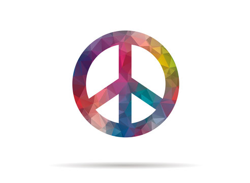low poly icon colorful peace symbol
