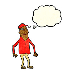 cartoon shocked man with thought bubble