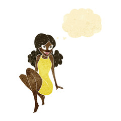 cartoon attractive woman posing with thought bubble