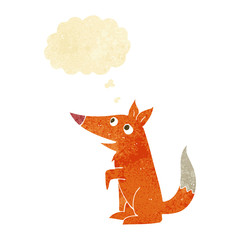 cartoon fox cub with thought bubble