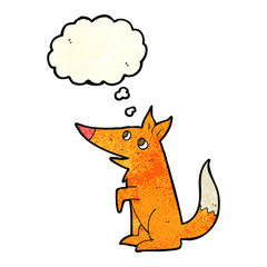 cartoon fox cub with thought bubble