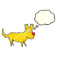 cartoon cute little dog with thought bubble